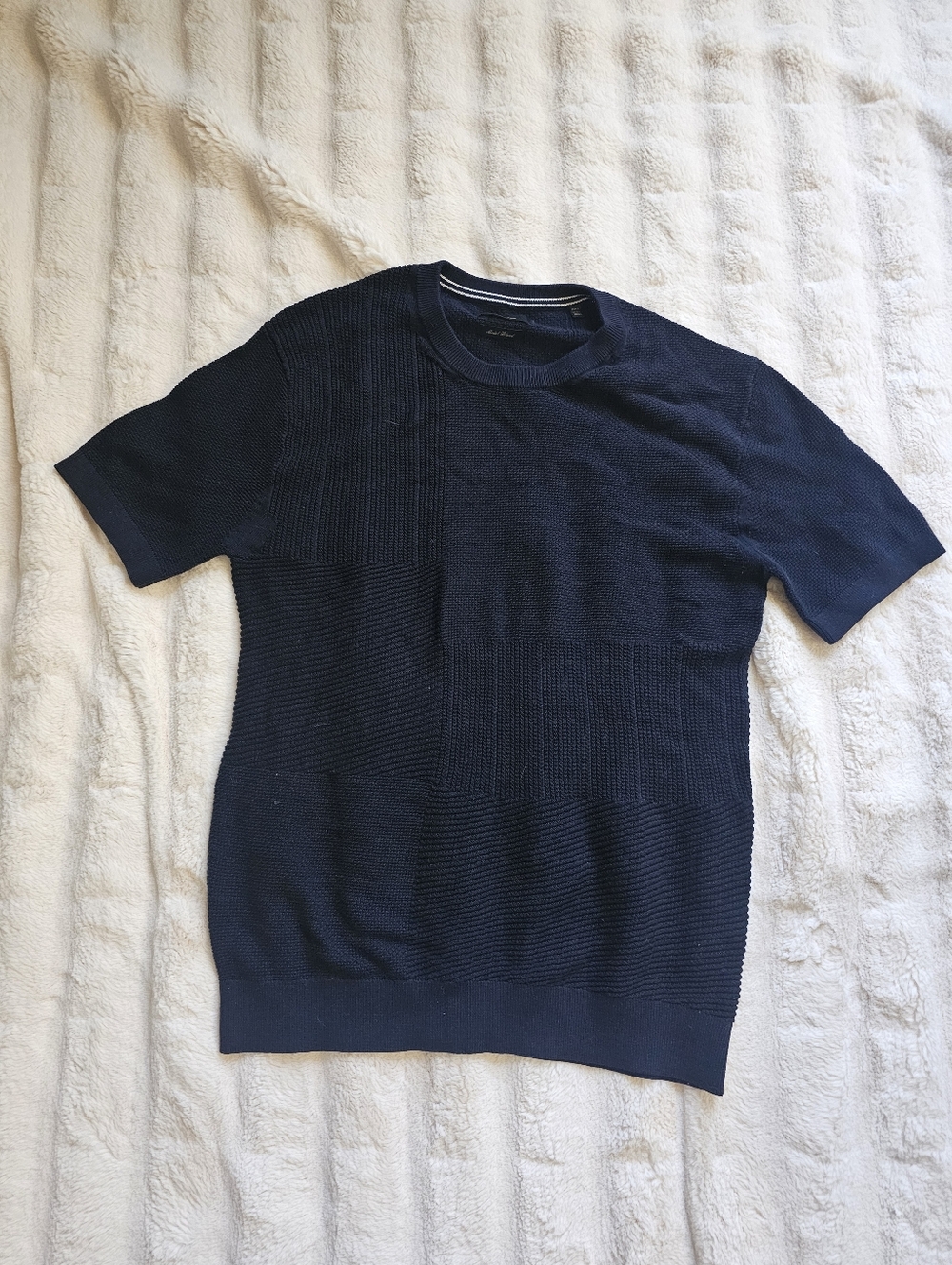 Navy Short Sleeve Knit Top